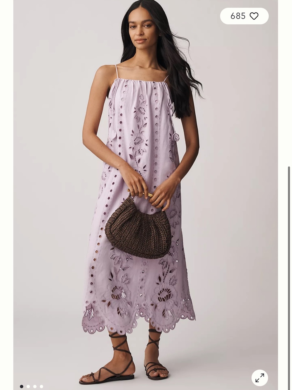 Farm Rio Lilac Eyelet Midi Dress